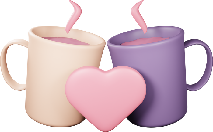 3D Couple Mug with Heart